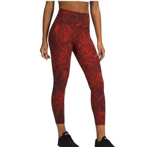 LULULEMON Size 18 Wunder Train High-Rise Tight 25" Denim Wash Autumn Red Black